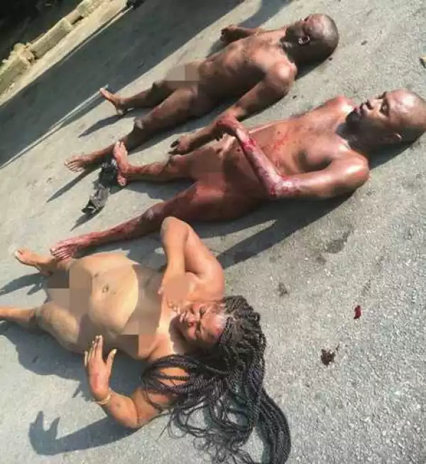 End of the Road: Notorious Kidnappers Caught, Stripped N*ked and Beaten to Pulp in Cross Rivers (Photos)